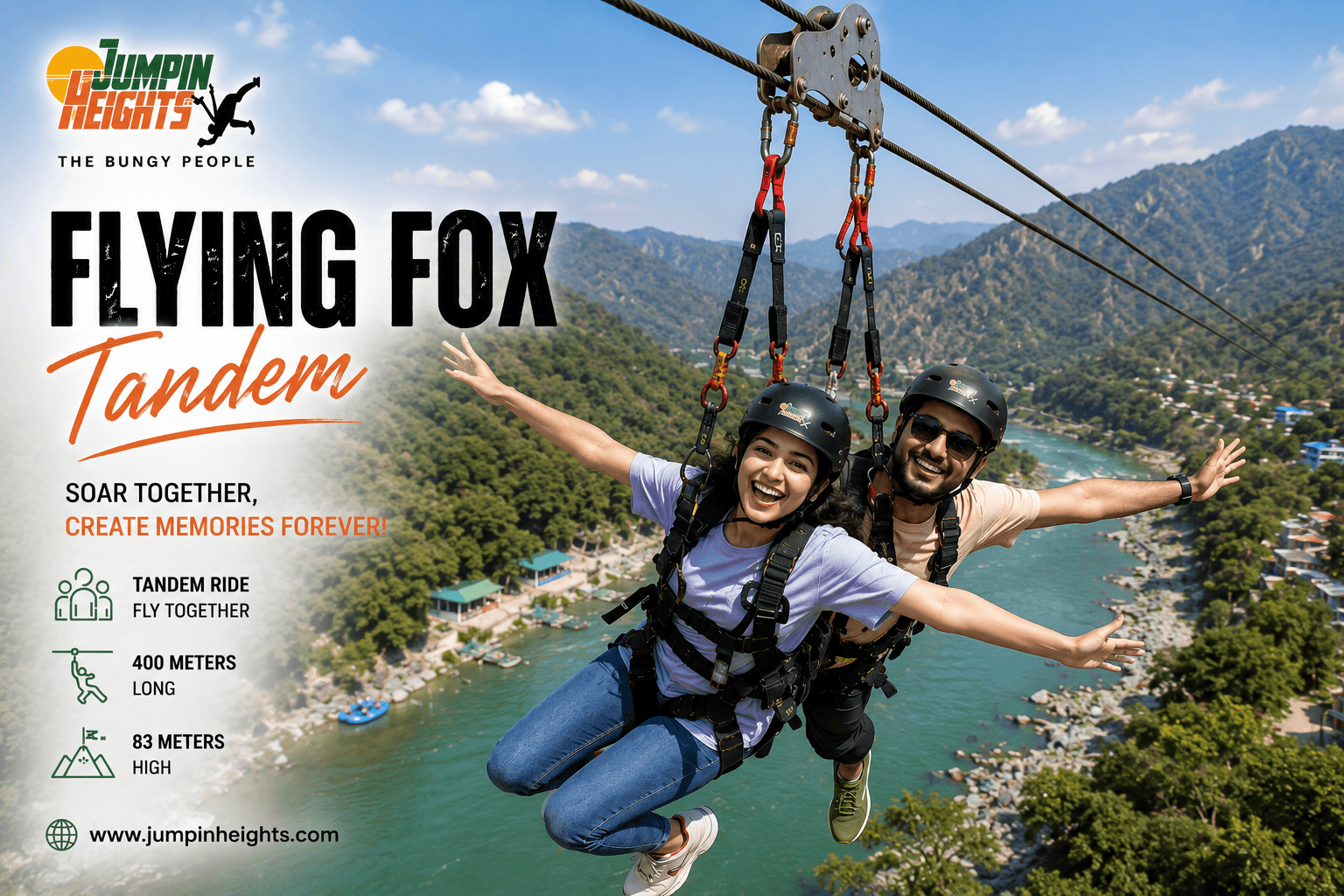 Flying Fox (Tandem or Triple ride) in Rishikesh by Jumpin Heights