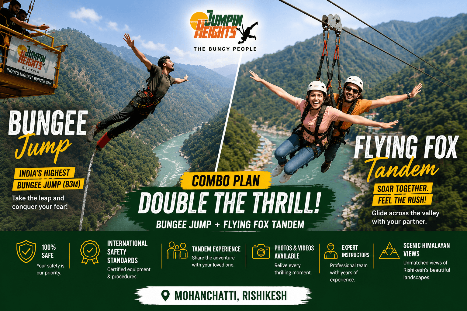 Bungy Jumping + Flying Fox Tandem in Rishikesh by Jumpin Heights